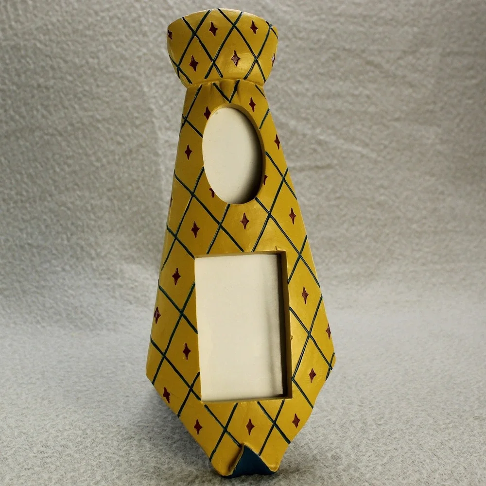 Kohls Necktie Picture Frame Mens Yellow Good Hand Painted Argyle 2-Opening